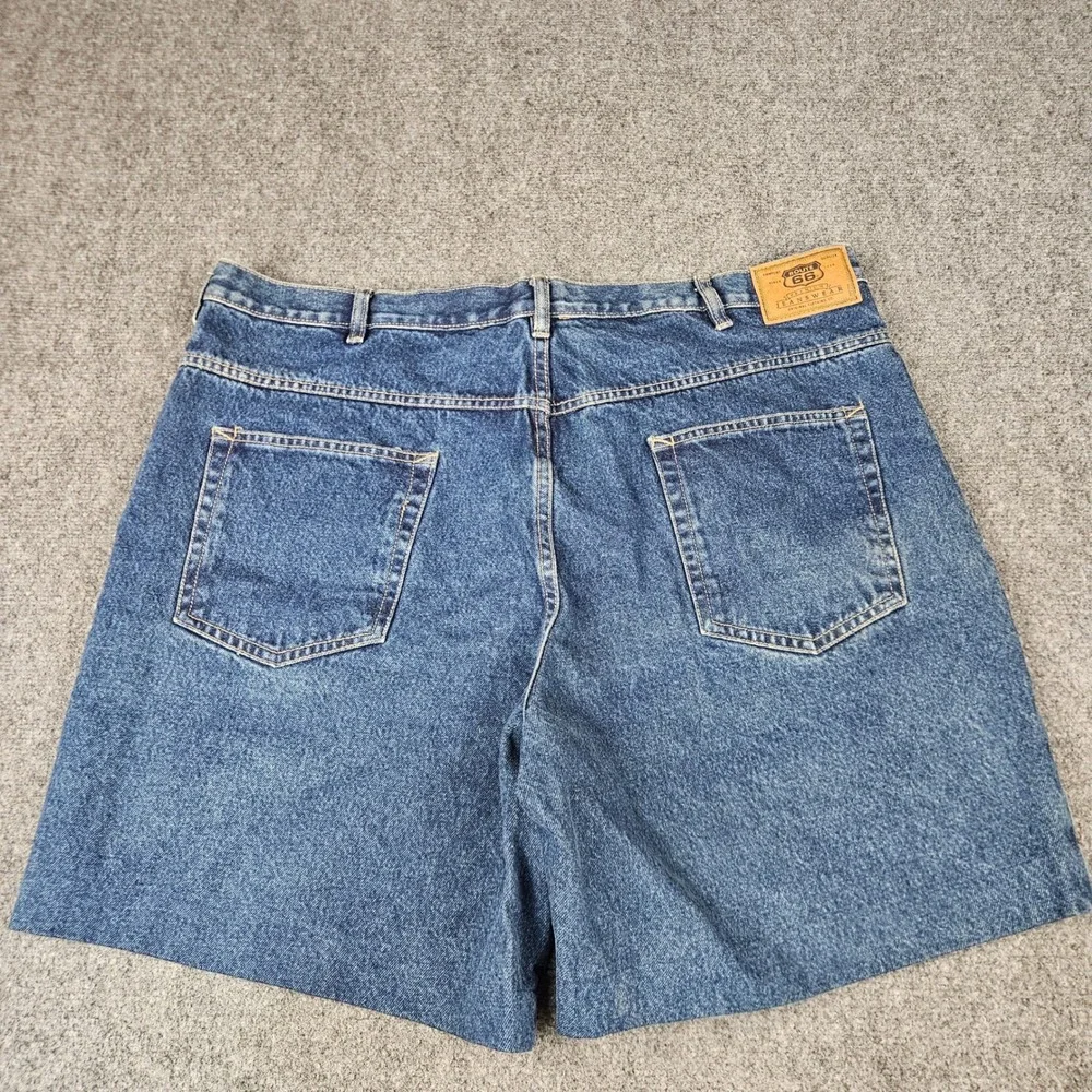 Route 66 Mens Relaxed Fit Denim Shorts Blue Medium Wash 100% Cotton Size 42
